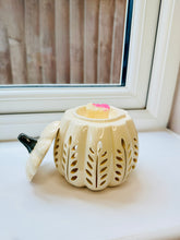 Load image into Gallery viewer, Cream Leaf Cut Out Pumpkin Burner
